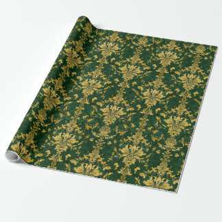 Green and Gold Victorian Design Wrapping Paper