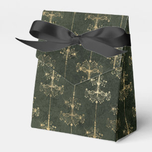 Green and Gold Vintage Chandeliers Favour Box