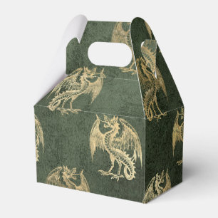Green and Gold Vintage Dragon Favour Box