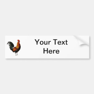 Green and Gold Vintage Rooster Painting Bumper Sticker