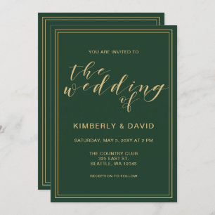 Green and Gold  Wedding Invitation