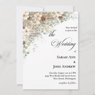 Green and gold Wedding Invitation