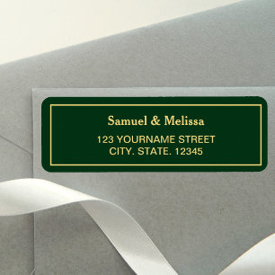 Green and Gold Wedding Return Address Label