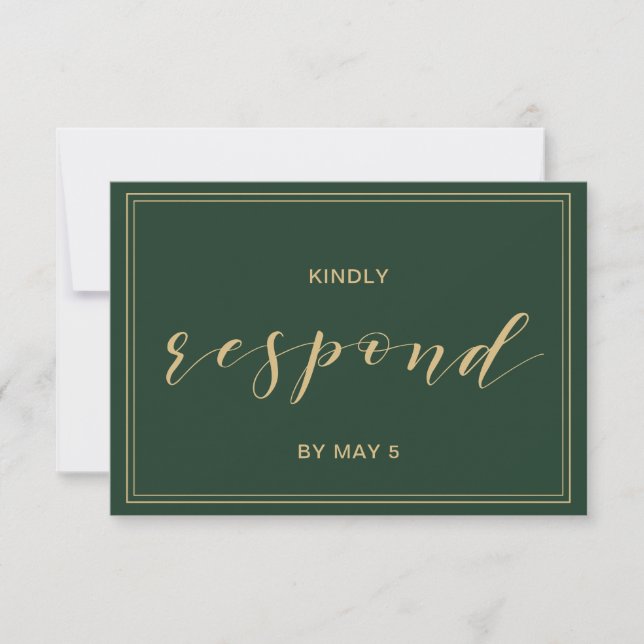 Green and Gold  Wedding rsvp (Front)