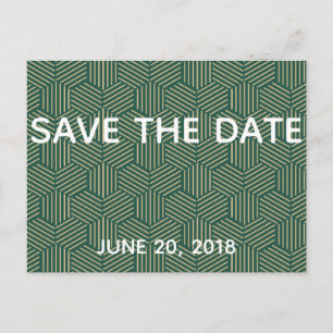 Green and Gold Wedding Save the Date Announcement Postcard