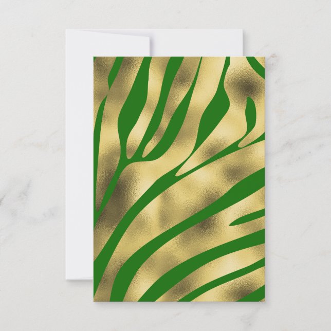 Green and Gold Zebra Blank Greeting Card (Front)
