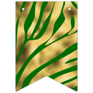 Green and Gold Zebra Festive Bunting