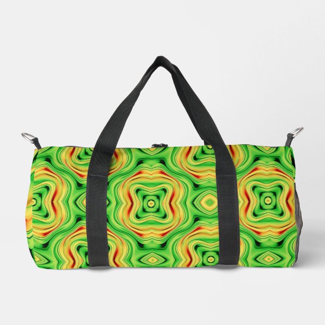 green and golden chrome waves duffle bag (Front)