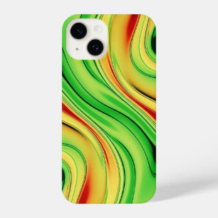 green and golden chrome waves iPhone 14 case