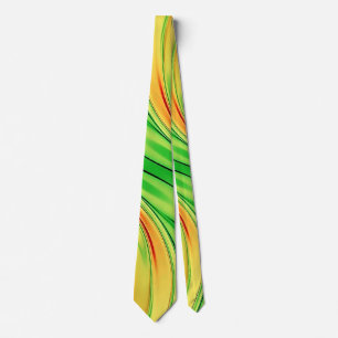green and golden chrome waves tie