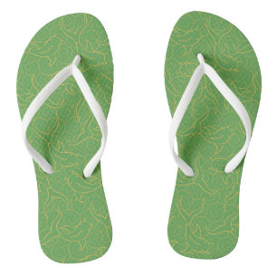 Green and Golden Koi Fish Pattern Design Thongs