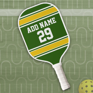 Green and Golden Yellow Sport Jersey - Name Number Pickleball Paddle