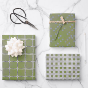Green and Gray Geometric  Wrapping Paper Sheets