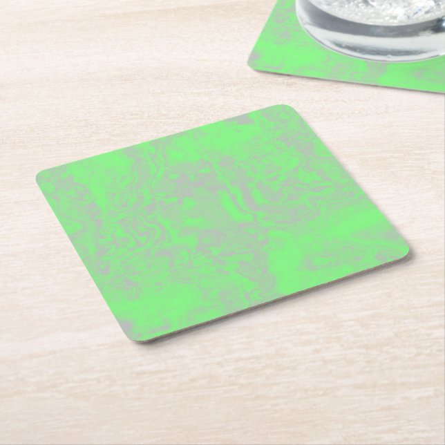 green and gray marble square paper coaster (Angled)