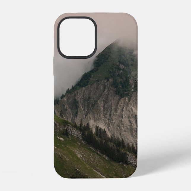 GREEN AND GRAY MOUNTAIN UNDER WHITE CLOUDS iPhone CASE (Back)