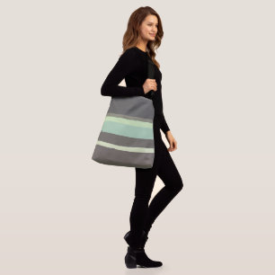 green and grey Abstract Stripes Crossbody Bag