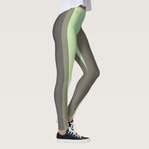 green and grey Abstract Stripes Leggings