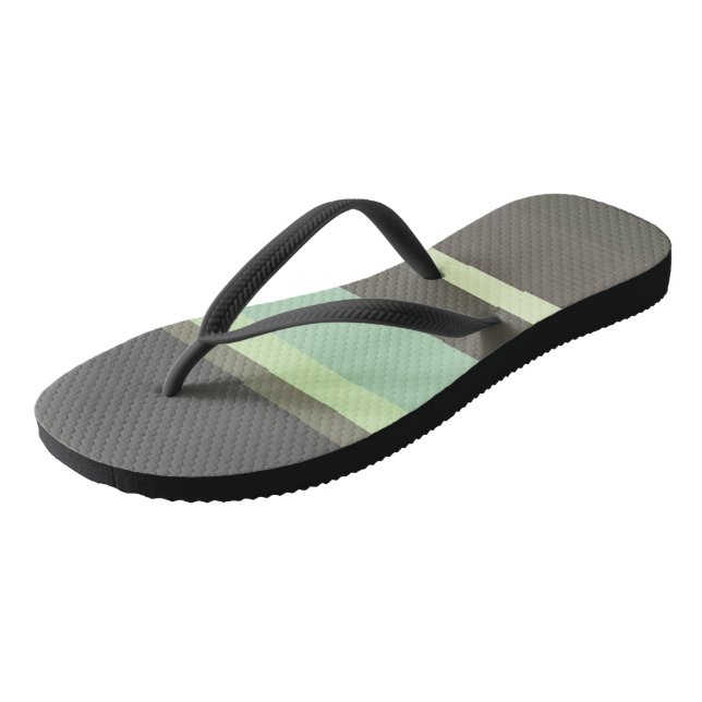 green and grey Abstract Stripes Thongs (Angled)