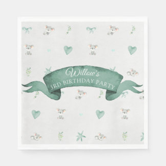 Green and Grey Baby Koala Birthday Party Napkin