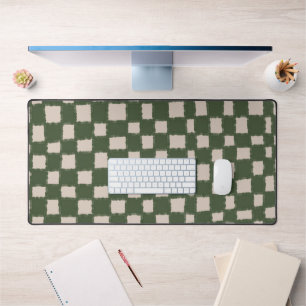 Green and Grey Chequerboard Pattern Stylish  Desk Mat