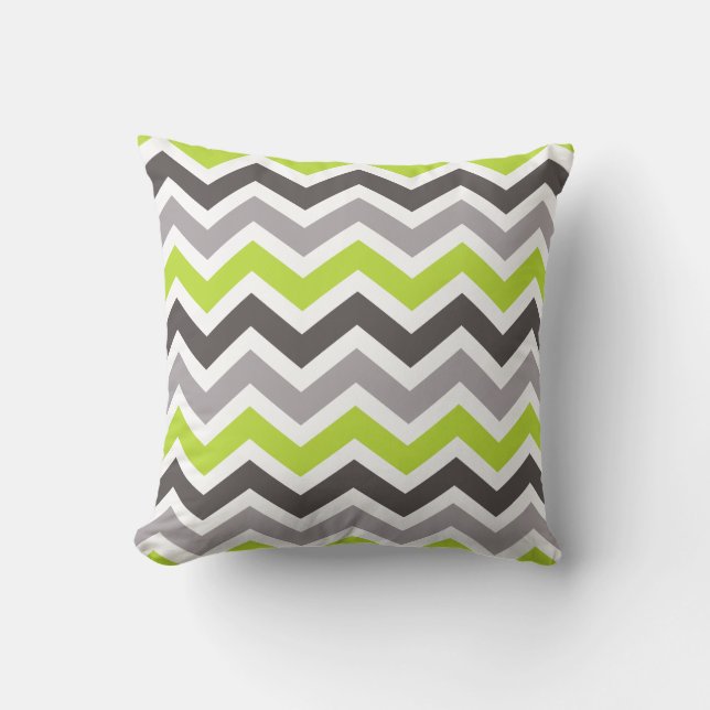 Green and Grey Chevron Cushion (Front)