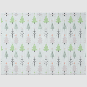 Green and Grey Christmas Trees Stars Christmas Tissue Paper