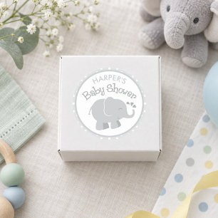 Green and Grey Elephant Baby Shower Classic Round Sticker