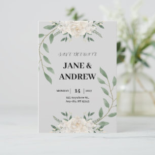 Green and grey font wedding invitation