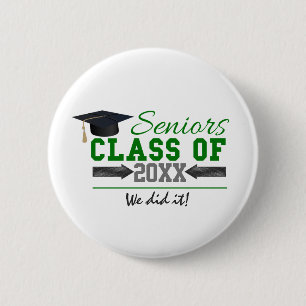 Green and  Grey Graduation Gear 6 Cm Round Badge