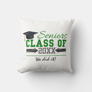 Green and  Grey Graduation Gear Cushion