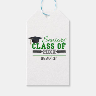 Green and Grey Graduation Gear Gift Tags