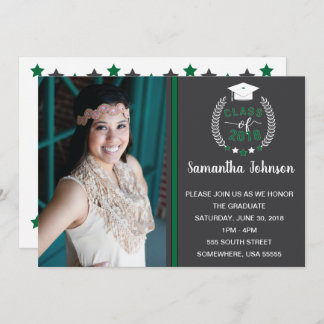 Green and Grey Graduation Party Invite