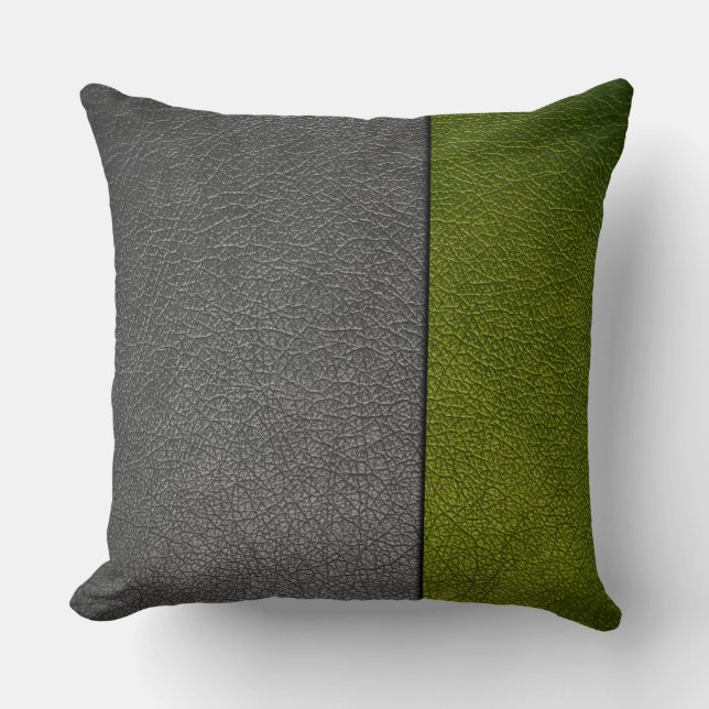 Green and Grey Leather Cushion (Front)