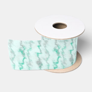 Green and grey marble satin ribbon