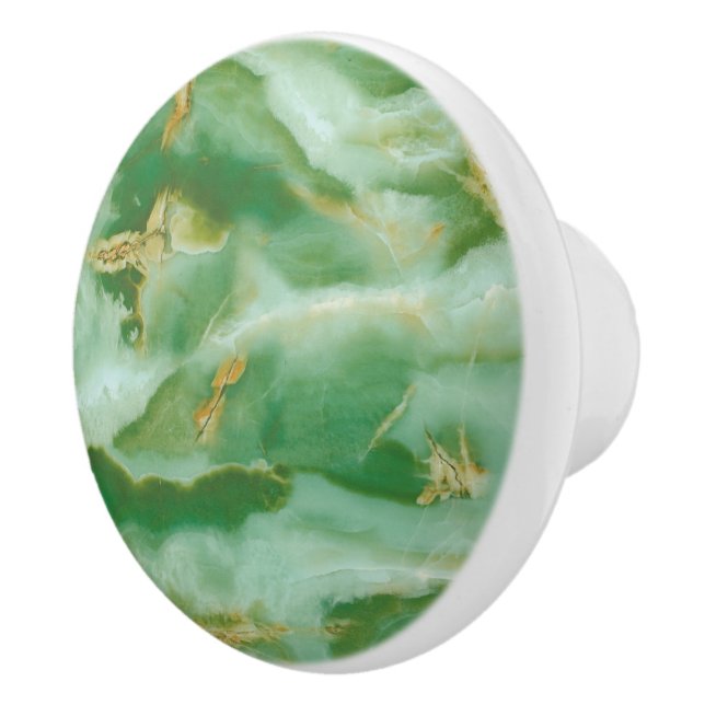 Green And Grey Marbled Ceramic Knob (Right)