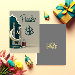 Green and Grey  Ramadan Greeting Card