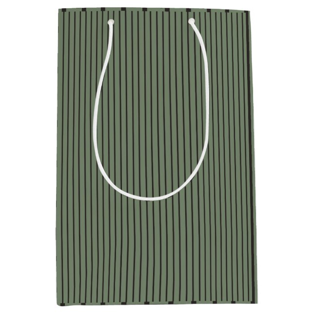 green and grey stripes   medium gift bag (Front)