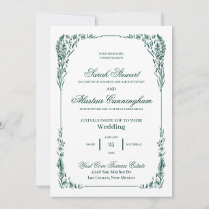 Green and Ivory Elegant Hand Drawn Invitation