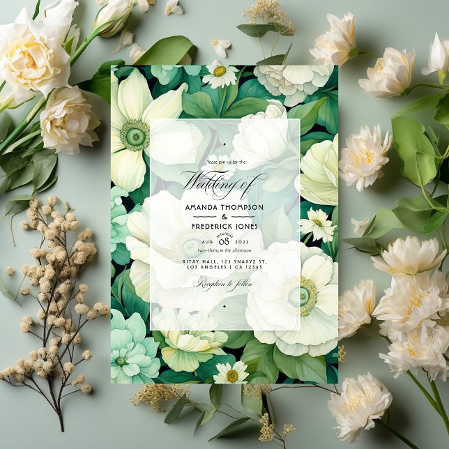 Green and Ivory Floral Wedding Invitation (Creator Uploaded)