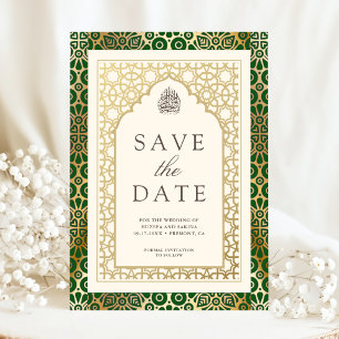 Green and Ivory Islamic Arch Muslim Wedding Save The Date