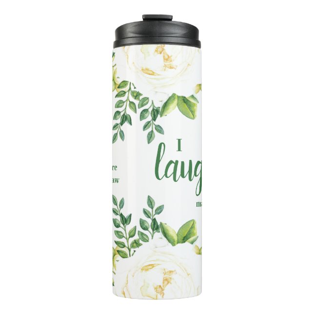 Green and Ivory Sister-in-Laugh Funny Quote Thermal Tumbler (Front)