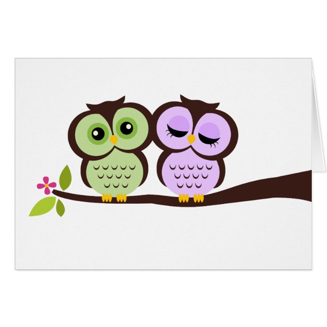 Green and Lavender Owls (Front Horizontal)
