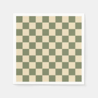 Green and Light Beige Checkerboard