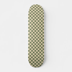 Green and Light Beige Chequerboard Skateboard