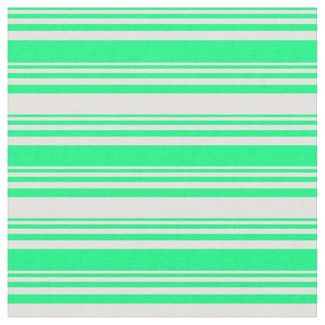 Green and Light Yellow Striped Pattern Fabric (Close Up)