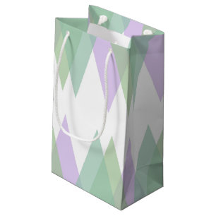 Green and lilac triangles small gift bag
