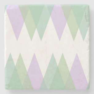 Green and lilac triangles stone coaster