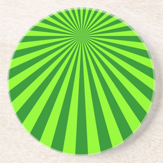 Green and Lime Funky Striped Abstract Art Coaster (Front)