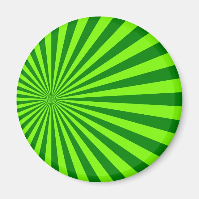 Green and Lime Funky Striped Abstract Art Magnet (Front)