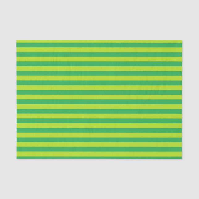 Green and Lime Green Stripes Tissue Paper (Front)